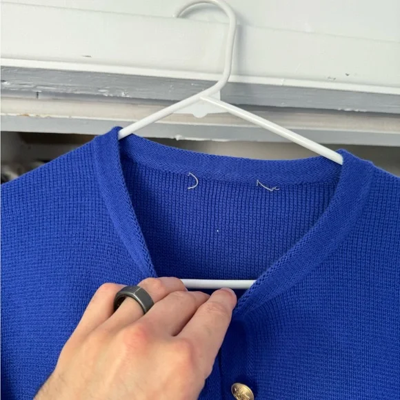 J. Crew Blue Cardigan Sweater with Gold Buttons size small - Picture 2 of 5